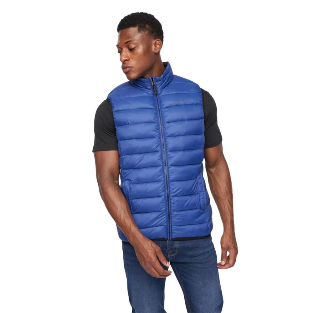 Crosshatch Mens Gattering Quilted Vest / Royal Blue